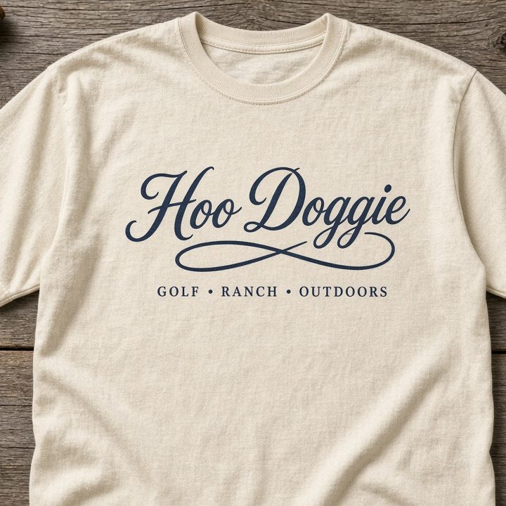 Vintage ivory tee with the Hoo Doggie script